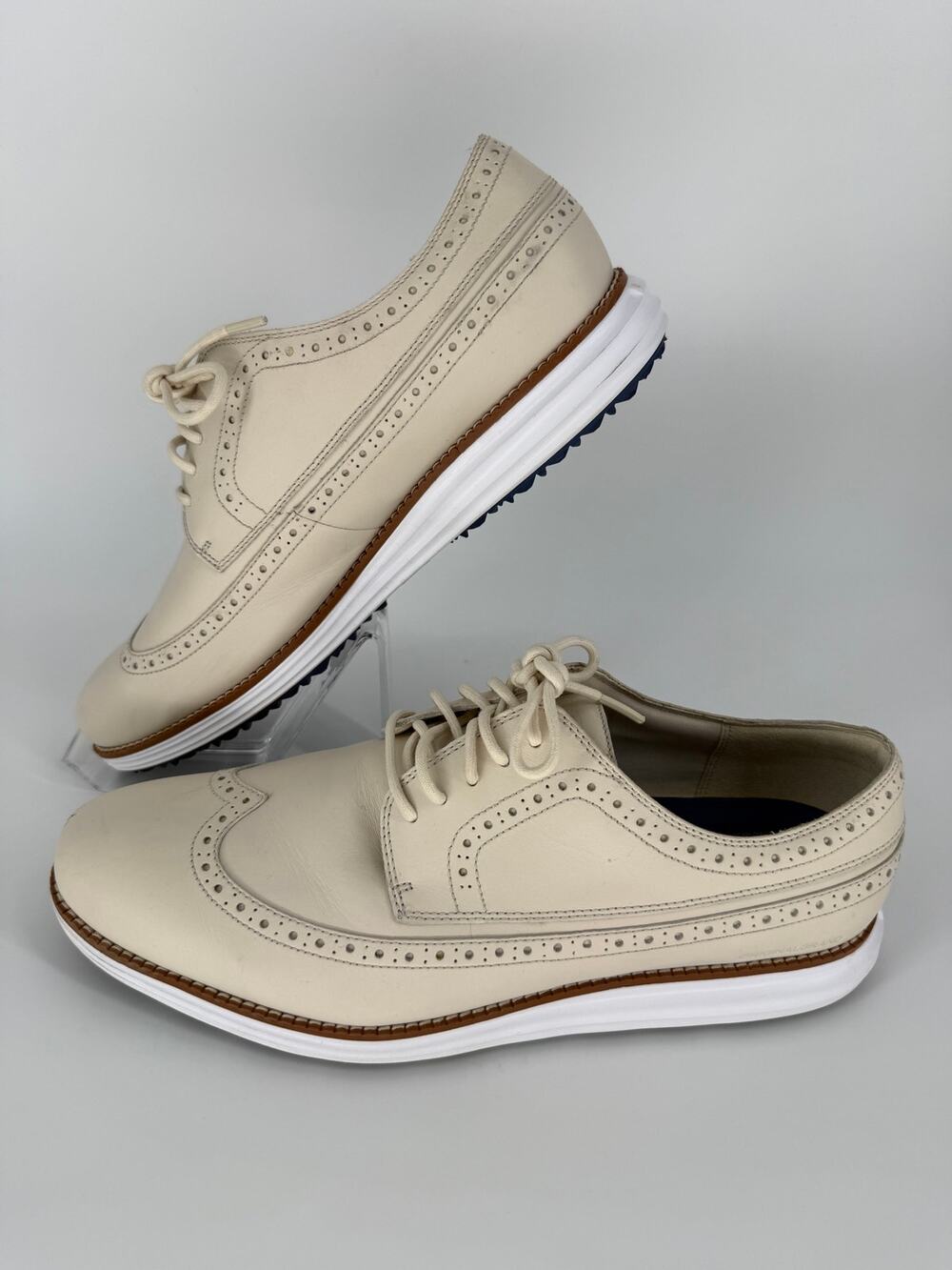 Cole Haan OriginalGrand Golf Shoes Mens 13M Ivory Leather Wingtip Spikeless
